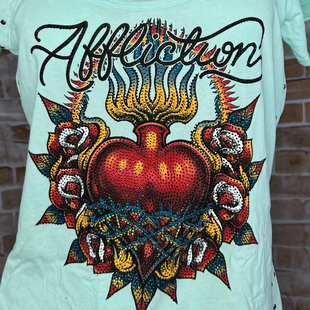 Affliction Black Label Women’s Short Sleeve Graphic Scoop Tee-Multiple Sizes-NWT - Picture 4 of 10